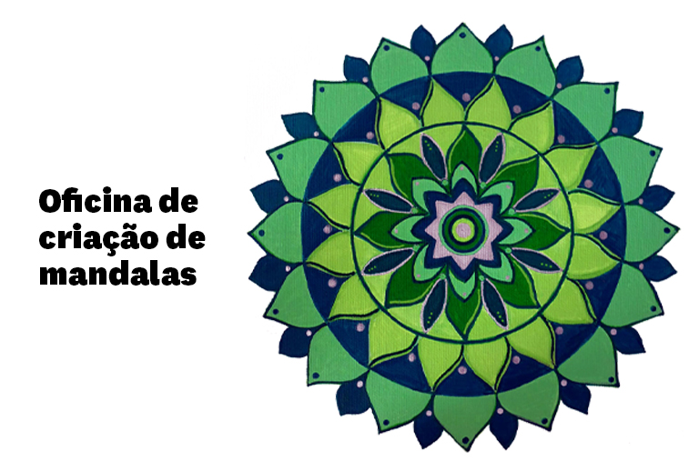 Imagem com desenho de mandala em tons de verde.
