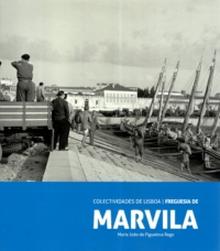 Foto antiga da Doca do Poço do Bispo com o Palácio do Mitra ao fundo, com pessoas a carregar as camionetas com batatas.