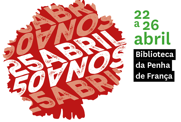 Imagem com o símbolo das comemorações dos 50 anos do 25 de abril.