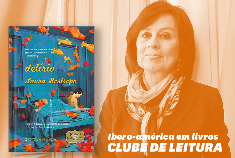 Imagem com o retrato de Laura Restrepo e capa de um dos livros da autora. Direitos reservados.