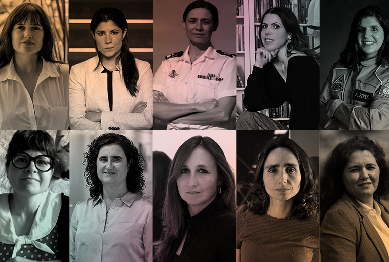 Imagem com o retrato das 10 mulheres portuguesas.