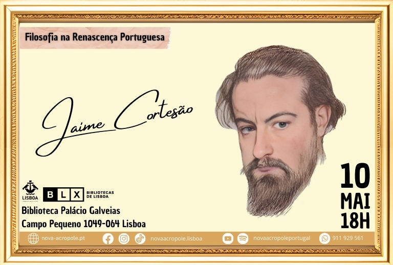 Imagem com o retrato de Jaime Cortesão em desenho.