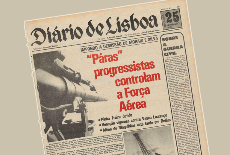 Imagem com a capa do Diário de Lisboa de 25 novembro 1975.