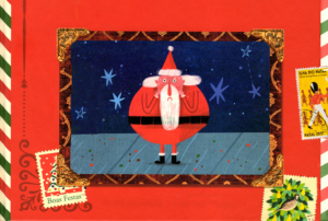 Imagem com a ilustração de um Pai Natal.